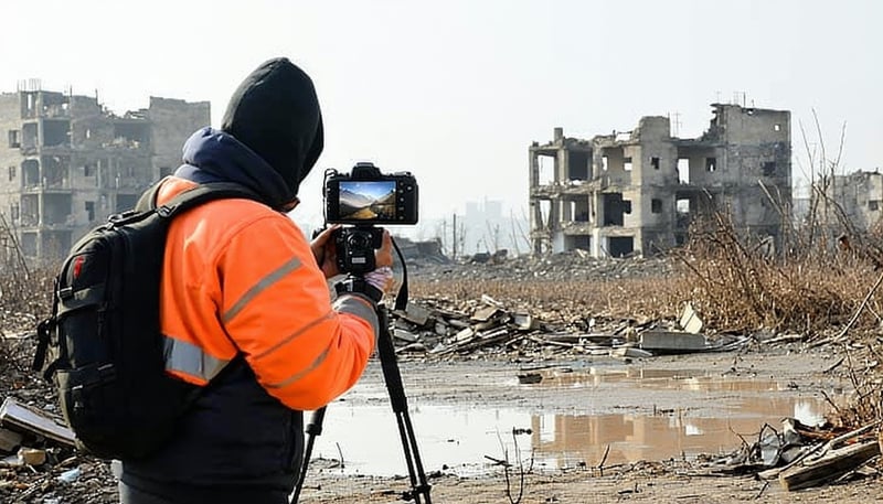 Exploradores urbanos de Zorros Detector capturando imágenes en una ciudad abandonada.